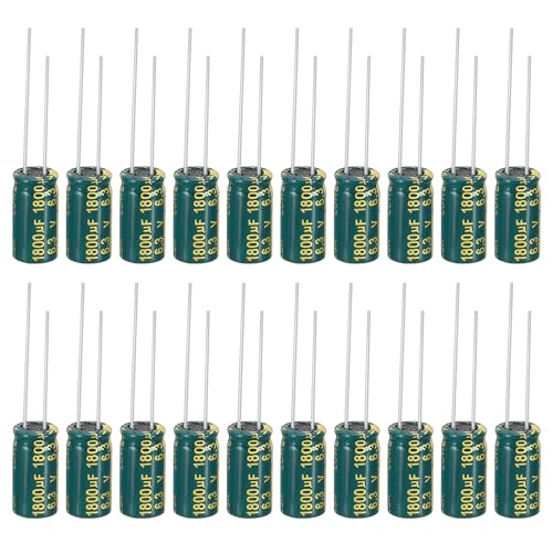 Image of PATIKIL 6.3V 1800uF Electrolytic Capacitors, 20Pcs 8x16mm Aluminum High Frequency Electrolytic Capacitors for TV, LCD Monitor, Refrigerator, Circuit Boards, Green