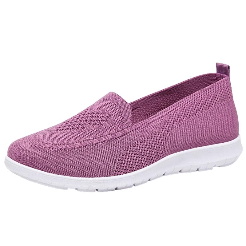 Comfortable Woven Cloth Shoes for Women – Soft Sole, Breathable, Perfect for Middle-Aged & Mothers| 37 | Purple-image-4