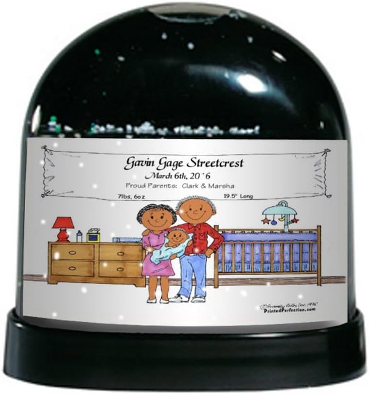 PrintedPerfection.com Personalized New Baby Boy Snow Globe Gift