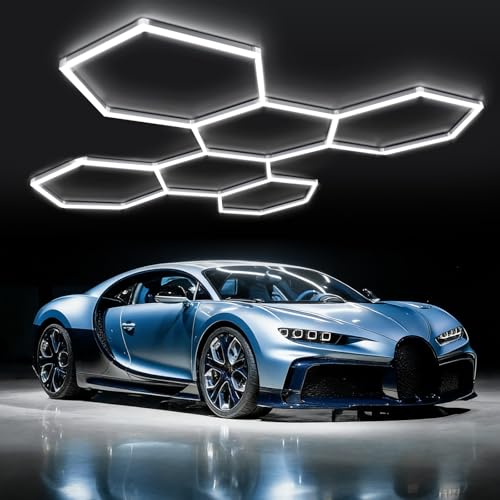 Plafonnier LED hexagonal de garage 248W éclairage de plafond puissant 6500K pour atelier