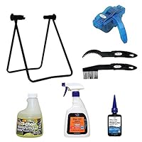 AZ 自転車チェーンメンテナンス6点セット【作業スタンド(折りたたみ式)、チェーンディグリーザー高浸透500ml、チェーン洗浄器、ギアクリーニングブラシセット、チェーンルブ(マルチパーパス)50ml、バイクウォッシュ480ml】