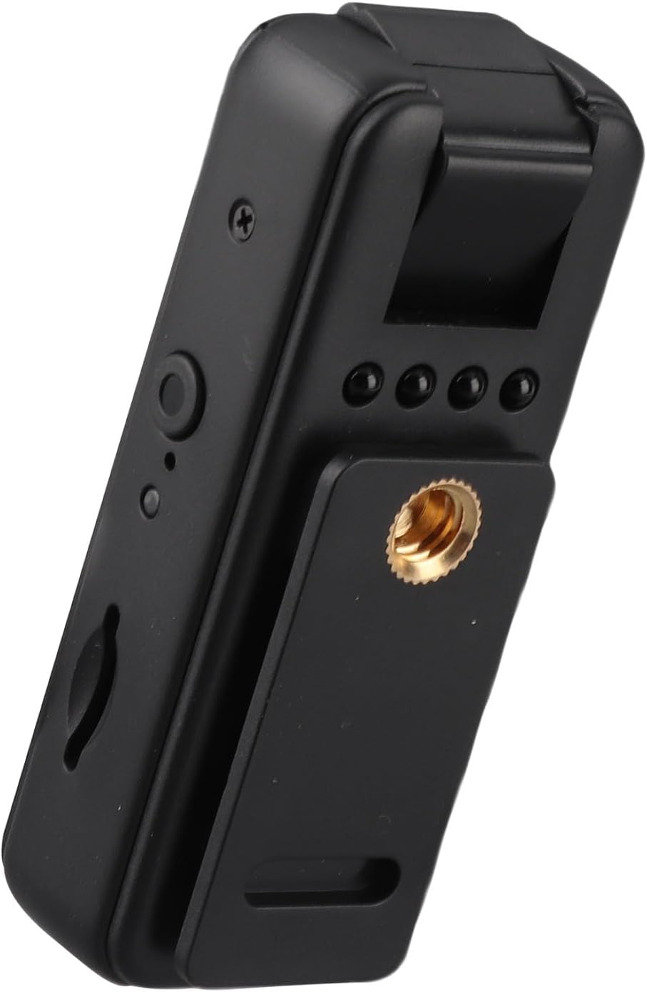 Side view of Pomya 1080P Body Camera showing control buttons and memory card slot