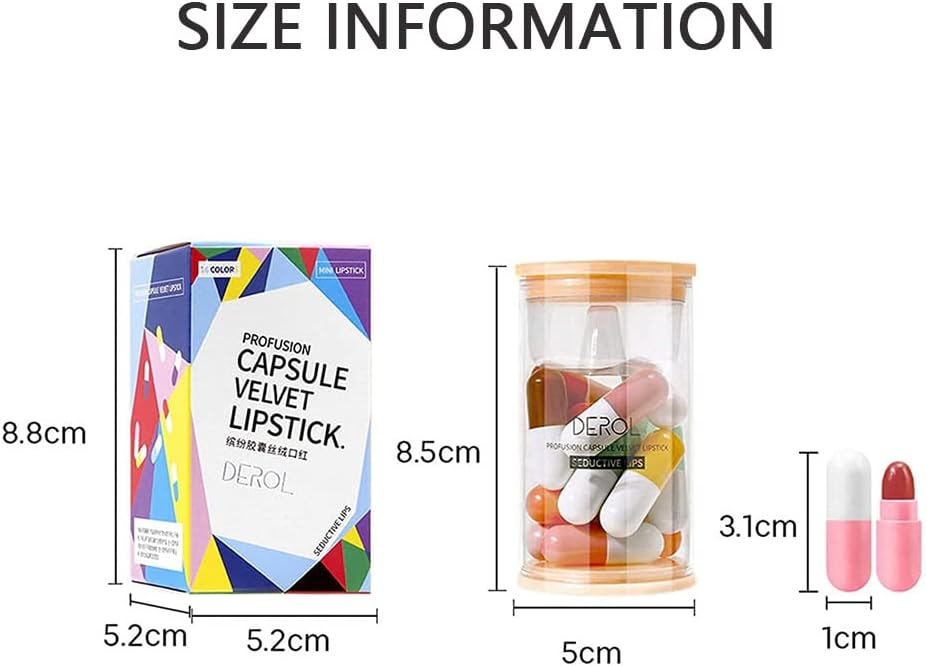 Lipstick Set For Women 16pcs Matte Moisturizing Mini Capsule Lip Stick Velvet Long Lasting Waterproof Nude Non-Stick Cup 24 Hours Smudge Proof Permanent Color Stay Hydration Makeup Gift
