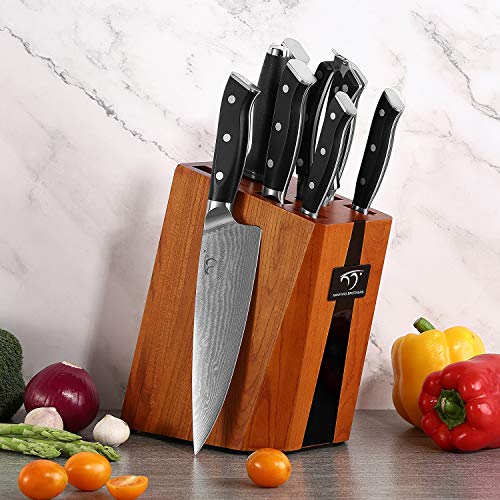 Image of NANFANG BROTHERS Knife Sets for Kitchen with Block, Damasucs Kitchen Knife Sets 9 Pieces with Ergonomic Triple Rivet Handle, Kitchen Knives for Chopping, Slicing, Dicing & Cutting