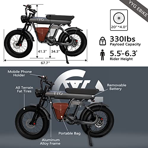 Yyg Electric Bike For Adults, Ebike With 1200W Brushless Motor, 48V/20Ah,20”X4.0 Ebikes,Up To 32Mph Commuter Electric Bicycle,Dual Shock Absorber Electric Motorcycle Dirt Bike(Updated Saddle)… #TOP5