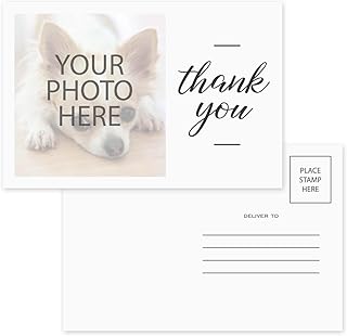 SBLABELS Personalized Photo Script Thank You Postcards / 50 Custom Appreciation Classic Mailing Postcards / 4" x 6" Flat Postcard/Elegant Fill In Appreciation Thanks Cards/Made In The USA