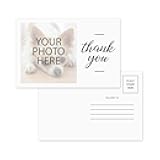SBLABELS Personalized Photo Script Thank You Postcards / 50 Custom Appreciation Classic Mailing Postcards / 4