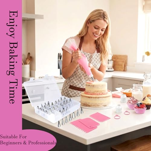 Image of 116 Pcs Cake Decorating Items, Baking Tools, Piping Bags and Nozzles Set, Cake Decorating Kit for Baking & Cake Decorating, Reusable Piping Bags Kit