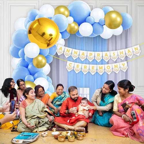 Image of Party Propz Annaprashan Decoration Items- 75pcs Rice Ceremony Decorations Items / Annaprasana Backdrop / Baby Rice Ceremony Decorations / Annaprasana Decoration Backdrop /Annaprashan Banner(Cardstock)