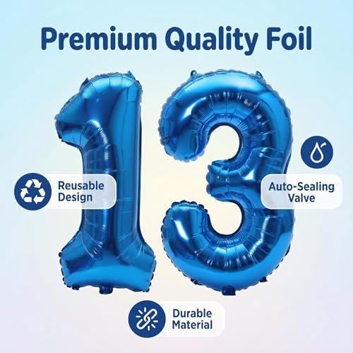 Image of YPSelected 32 Inch Large Foil Helium Number Balloon Birthday Wedding Party 0-9 (Blue, 3)