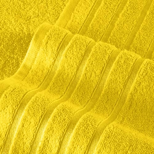 Image of Elegant Comfort 4 Lines Viscose Stripe 6-Piece Premium Towel Set - 100% Turkish Cotton High Absorbent Luxury Bathroom Towels - Includes 2 Washcloths, 2 Hand Towels and 2 Bath Towels Set, Yellow