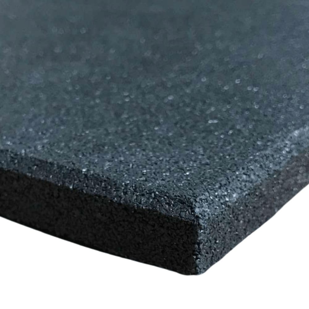 Rubber Crumb Gym Floor Tiles - Heavy Duty Non-Slip Commercial Grade Gym Mats - 1m x 1m (Black, 40mm Thick)