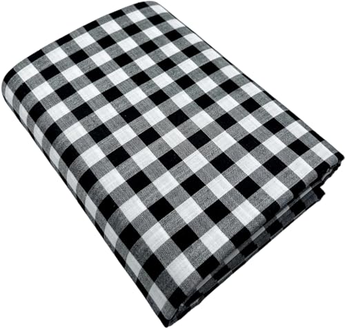 Image of JHABAK'S Cotton Blend Unstitched Checkered Fabric for Men - 2.35m Shirt Piece / 3m Kurta Piece - Width 36 Inches