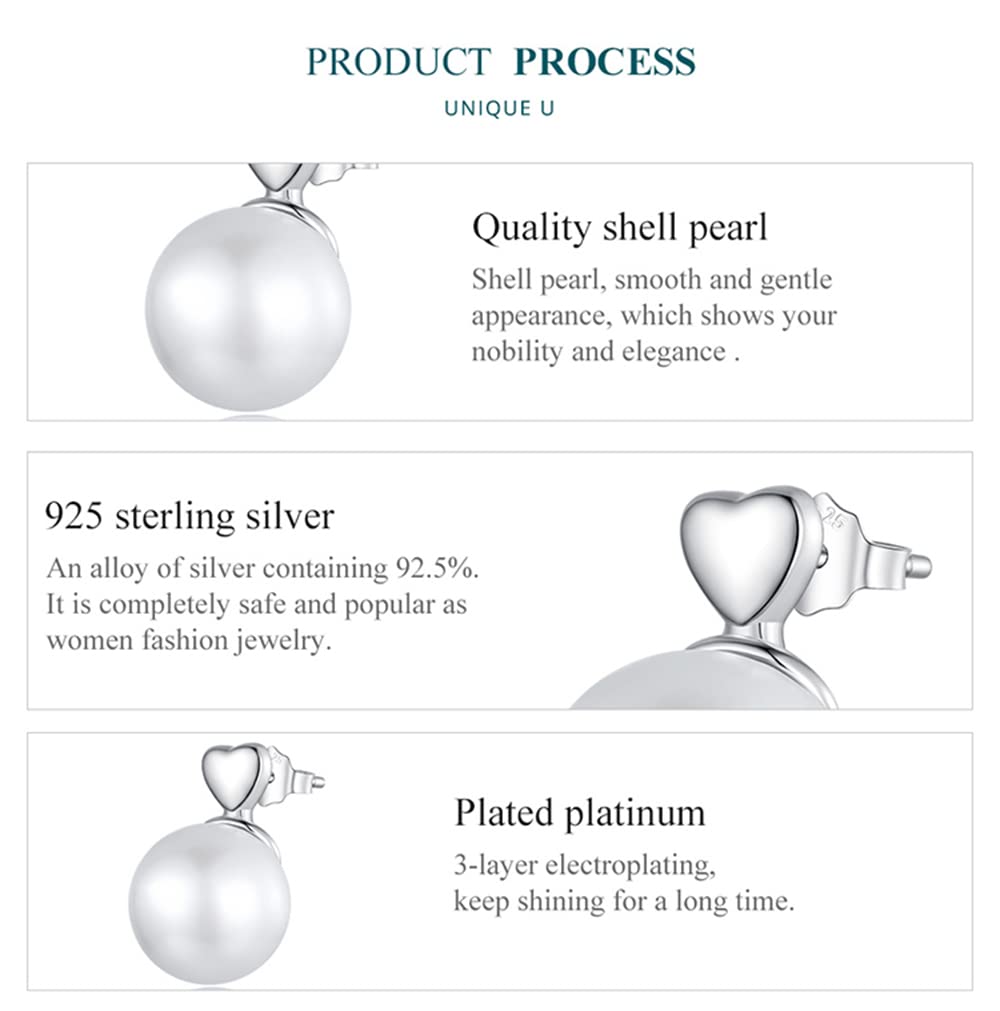 WBDWWTD 925 Sterling Silber Perlen-Creolen für Frauen, baumelnde Perlen-Tropfenohrringe, Geschenke