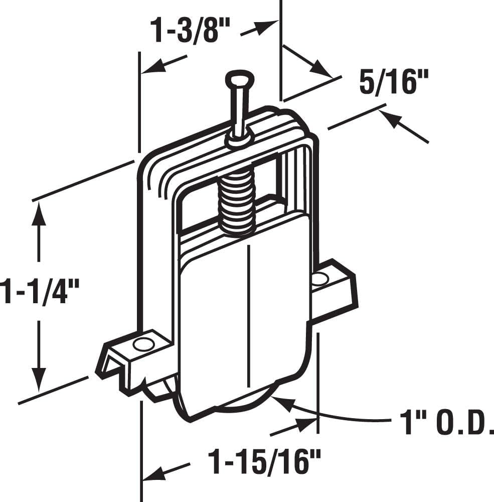 4-Pack Sliding Screen Door Rollers Replacements Hardware with Spring-Loaded Design, White Plastic Housing, Steel Ball Bearing, 1 inch Diameter Replaces B 691 and B 695 Used on Both Top and Bottom