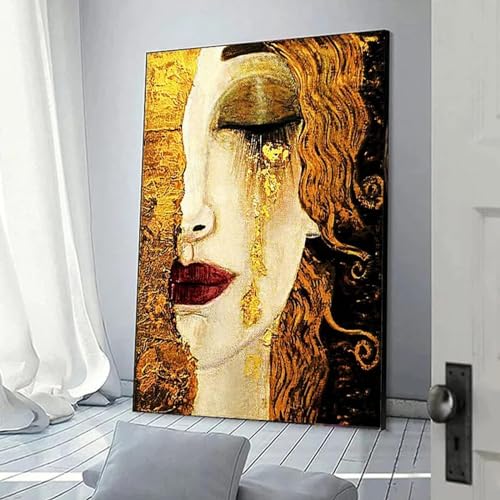 Affiche Gustav Klimt Larmes d'or décoration murale toile imprimée 80x130 cm encadrée