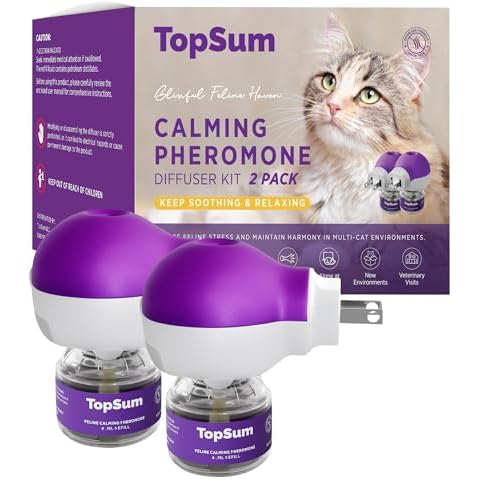 TopSum Cat Pheromones Calming Diffuser: Premium Pheromone Diffuser for Cats - Cat Pheromones Diffuser - Cat Calming Diffuser - Cat Calming Pheromone Diffuser, 2 Pack (F Purple) Cover