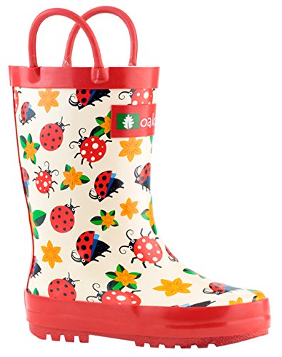 Oaki Oakiwear Kids Rubber Rain Boots With Handles, Ladybugs & Flowers, 13T Us Toddler #TOP5