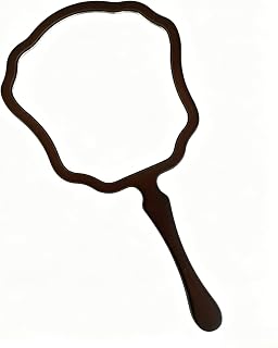 Honeystore Vintage Wooden Hand Mirror, Irregular Scalloped Handheld Makeup Mirror with Handle, Dark Stained Wood Framed Small Cosmetic Hand Mirror for Travel Makeup Skincare Dressing Room Decor