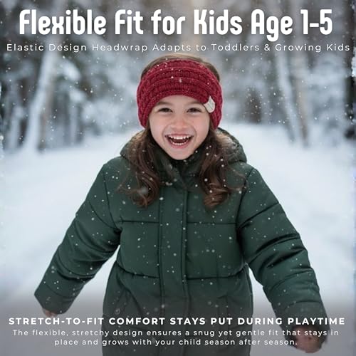 Image of Funky Junque Exclusives Girls Head Wrap Lined Headband Stretch Kids Ear Warmer, Dark Rose, One Size