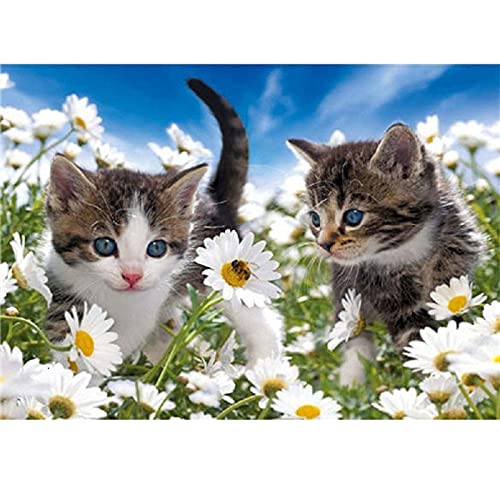 Kit diamant peinture de chaton mignon, mosaique strass complet 50x100cm pour decoration murale