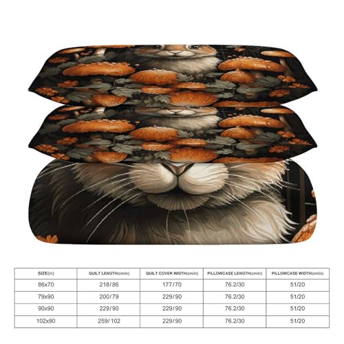 Housse de couette douce texturée parure de lit premium motif lapin de forêt