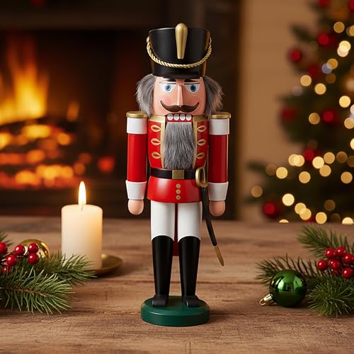 Foto von Seiffener Volkskunst | Nussknacker aus dem Erzgebirge | Husar mit Säbel 37 cm | Nussknacker Deko Figur | Original Erzgebirgische Volkskunst | 11202/1 | rot