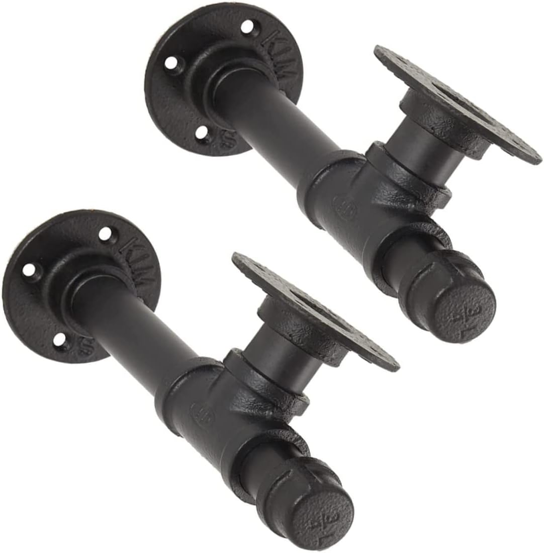 Mipcase 2pcs Industrial Pipe Shelf Brackets for Wall Mounted Floating Shelves Vintage Style Iron Support for Bedroom Easy to Install Rustic Home Decor