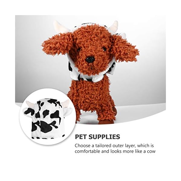 Balacoo puppy hoodie dog cow hat, cow shaped plush pet cosplay hat cow headgear lovely pet dog costume pet supplies puppy clothes - image 7