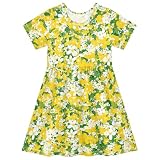 siphylline Beauty Spring Flowers - Vestido de princesa de manga corta para niñas, color amarillo, Flores de primavera de color amarillo, 4 años