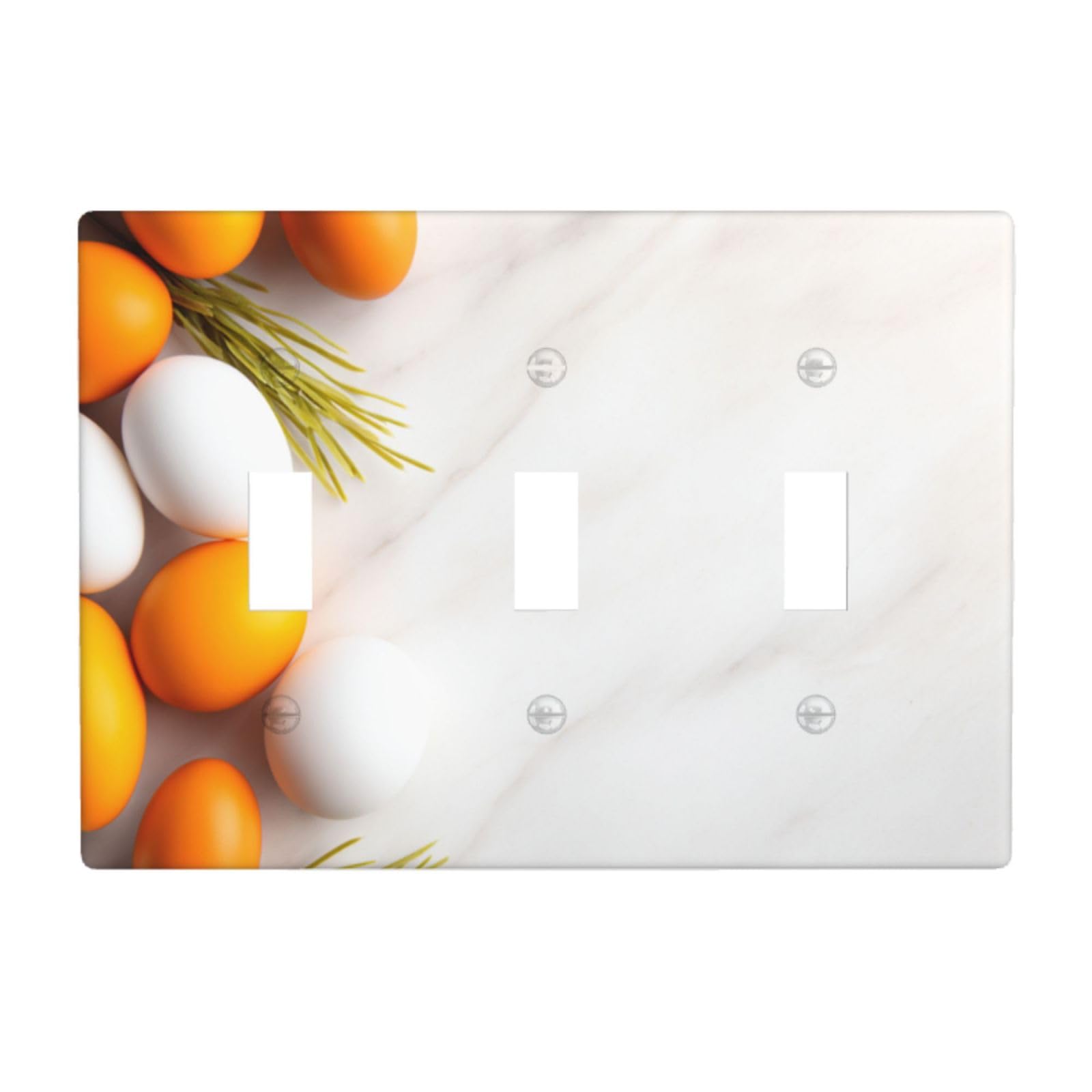 Eggs On Marble Surface Light Switch Covers 3 Gang Triple Toggle Wall Plate Switchplate Electrical Faceplate for Bathroom Kitchen Bedroom Decor