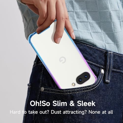 IMEKTLK Compatible with Google Pixel 9a Case Cute Gradient Clear Back Scratch-Resistant Shockproof Protective Cover for Pixel 9a, Purple Blue — view 3