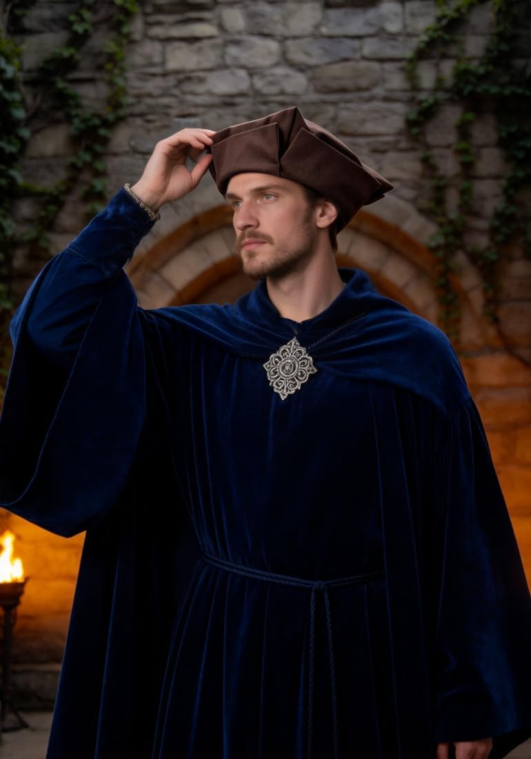 Mens Medieval Hat Renaissance Beret Cap Ren Faire Minstrel Scholar Cosplay Costume Accessory