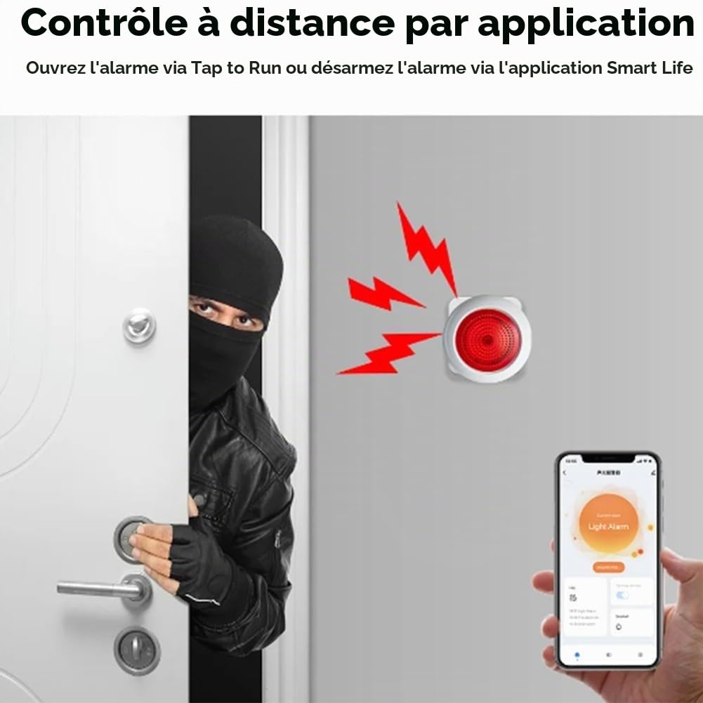 Sirène d'alarme pour Tuya sans fil pour Zigbee3 0, son et flash puissants, installation Plug and Play, système d'alarme de liaison