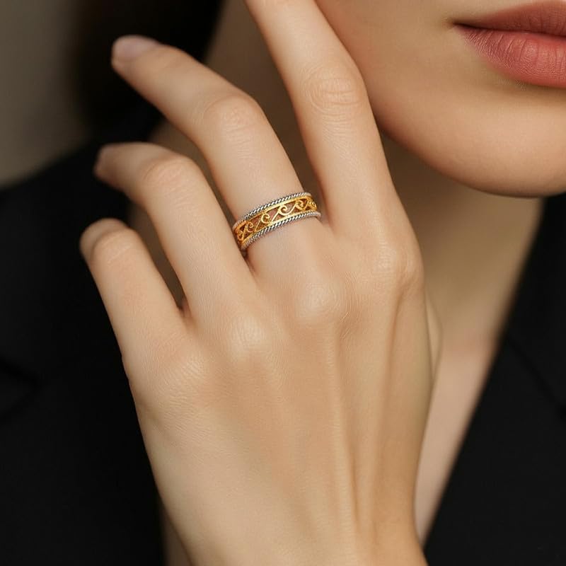 Image of KISNA 9KT / 14KT / 18KT Classic Rope Yellow Gold Ring For Women | S14