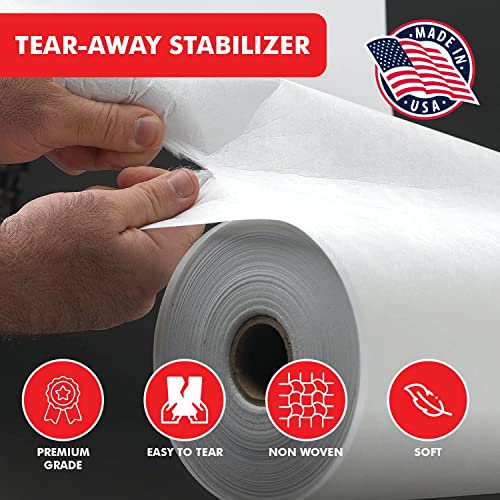 Superpunch Soft Tear Away Stabilizer, Medium Weight Tearaway Stabilizer For Embroidery – 12 Inch X 10 Yard Roll, 1.8 Oz Superstable Machine Stabilizers Backing For Hand Sewing, Made In Usa (White) #TOP2