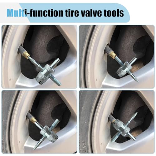 Image of 2PCS 4-Way Tire Valve Core Removal Tool 4-in-1 Universal Valve Wrench | Multifunctional Tire Valve Tools, Valve Core Tool Auto Tire Stem Core Remover Installer, Fit for Car Bicycle Bike Tire Repair