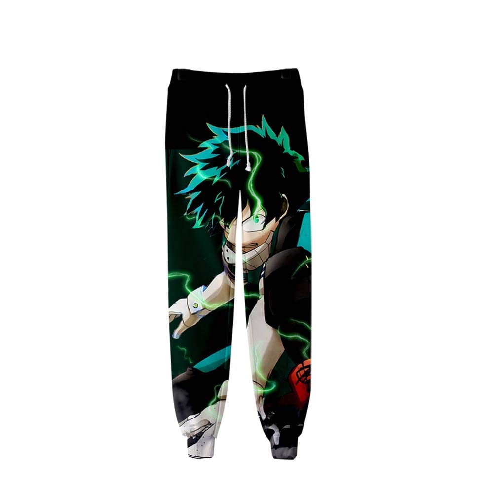 Zcbm Trousers Unisex Joggers Pants 3D Printed Anime My Hero Academia Midoriya Izuku Streetwear Sweatpants Drawstring for Men Women Teens,XXL