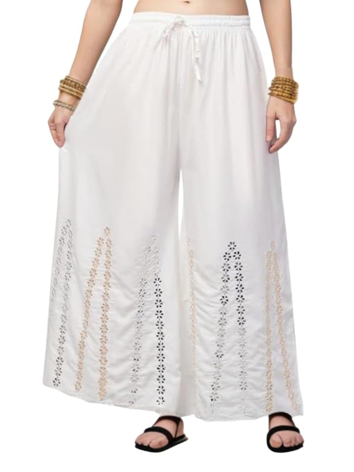 Rayon Embellished Flared Sharara Palazzo for Women & Girls – Elegant Mirror Work, Festive & Wedding Outfit, Stylish Ethnic Outfit for Parties & Celebrations-image-36