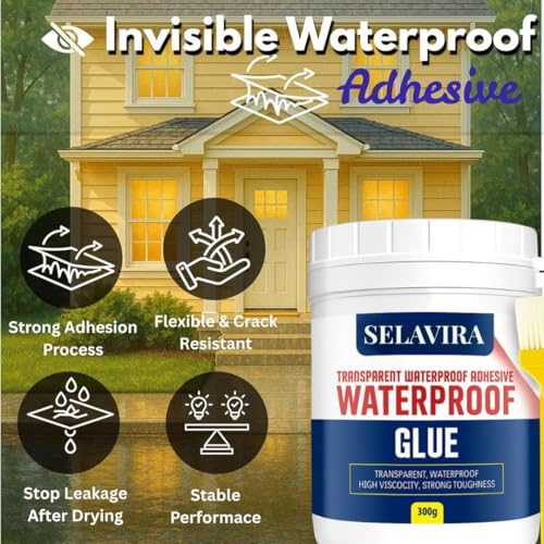 Image of 300gmTransparent Waterproofing Glue with Brush for Roof Leakage, Crack Seal Water Leakage Solution Indoor Outdoor, Waterproof Adhesive Filler for Bathroom Pipe Wall Tile Surface Window