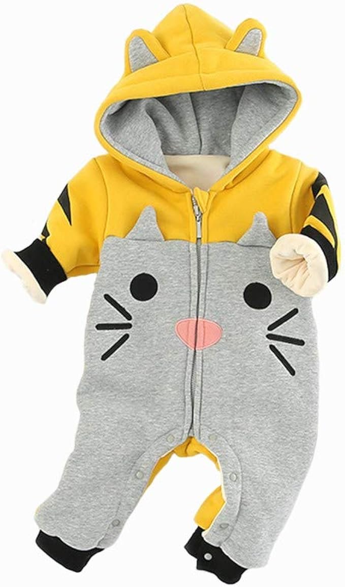 Amazon Eveliyning ベビー服 ロンパース 新生児 カバーオール 長袖 秋冬 虎着ぐるみ フード 裏起毛 前開き お出かけ 男の子 女の子 部屋着 コート ジャケット 通販