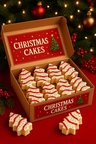 Christmas Tree Cakes Bulk 40 Count – Festive Holiday Snack Cakes Gift Box – Individually Wrapped Vanilla Cakes – Perfect for Parties, Desserts & Holiday Treat Tables. Package May Vary