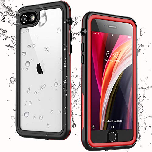 Singdo iPhone SE 2020 Waterproof Case,iPhone 7/8 Waterproof Case, Built-in Screen Protector Full Body Heavy Duty Shockproof IP68 Waterproof Case for iPhone SE 2020/7/8 4.7 inch (Red)