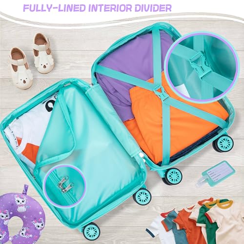Cute Cat Kid’s Luggage Set 5 Piece Suitcase Set 16’’ Hardside Luggage with Spinner Wheels Girls Boys Carry on Toddler Luggage Travel Rolling Luggage Carry on Luggage Airline Approved - Image 5