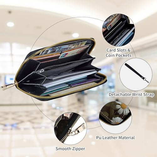 Womens Wallet, Large Capacity RFID Blocking PU Leather Wristlet Wallets for Women Ladies Men Credit Card Holder Zipper Wallet Phone Holder Clutch Travel Purse, Boston Terrier Dog3