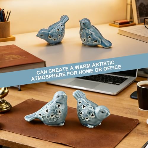 Set de 2 Figuras Decorativas de Pájaro de Cerámica miniatura 4