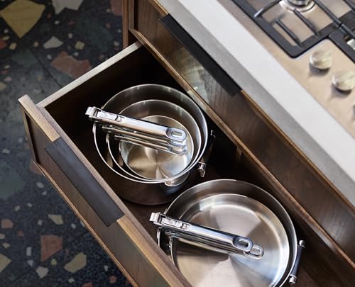 Poêle inox 24 cm Joseph Joseph Space avec poignée rabattable compacte