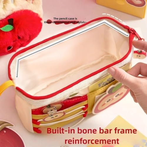 Image of Zqiue Cute Cartoon Pencil Pouch with 5 Compartments, Large Capacity Zipper Pen Case with Front Pocket & Straps, Multi-Storage Stationery Organizer for School Girl & Boy