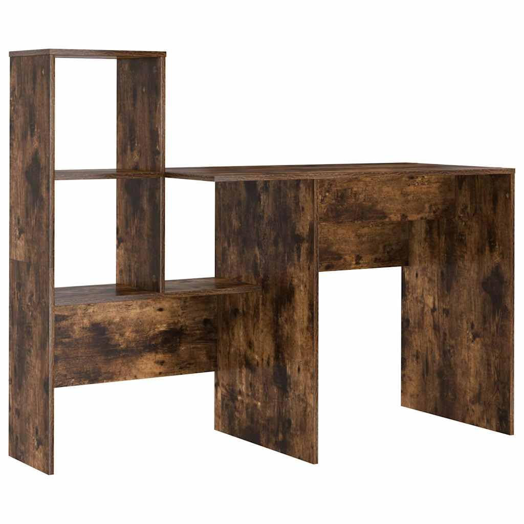 Scrivania affumicatura 131,5 x 50 x 106,5 cm, materiale in legno, moderno, con ripiano regolabile, cassetto, ideale per casa, ufficio, gioco, scrittura, molto spazio