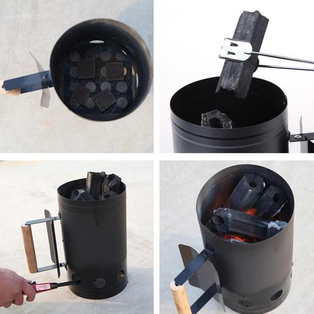 Accenditori a carbonella, accenditore per griglia BBQ, accenditore a Carbone con Impugnatura di Sicurezza in Legno, accensione per Barbecue a carbonella, per Cucina, Campeggio, Pesca, Picnic